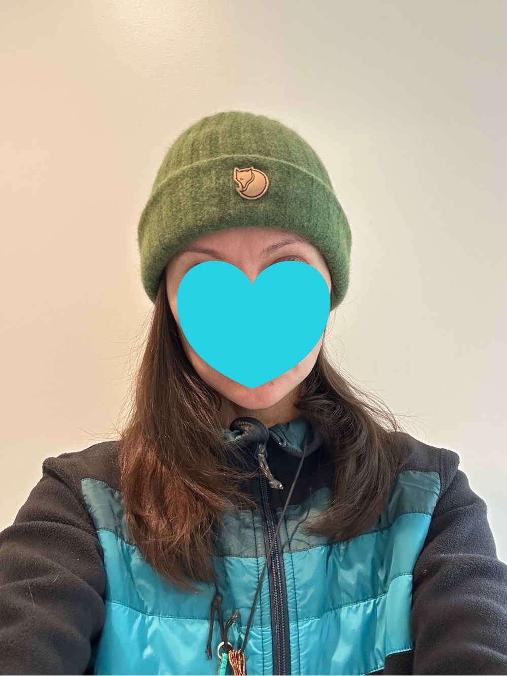 Fjallraven Olive Green Wool Beanie with Fox Logo Pin